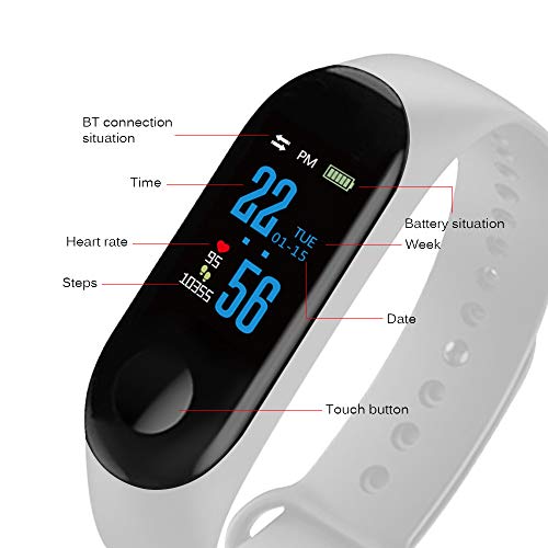 Konesky Fitness Tracker Monitor de Ritmo cardíaco Pulsera de presión Arterial Actividad Reloj Podómetro Contador de calorías Pulsera para Android iOS Smartphone (Negro)