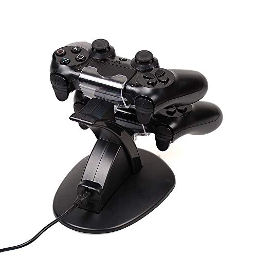 KONKY PS4 Cargador, Cargador Mandos PS4 Dualshock PS4 Estación de carga USB Base de carga para Sony Playstation 4/PS4/PS4 Pro/PS4 Slim Mando Inalámbrico Gamepad con Indicador del LED