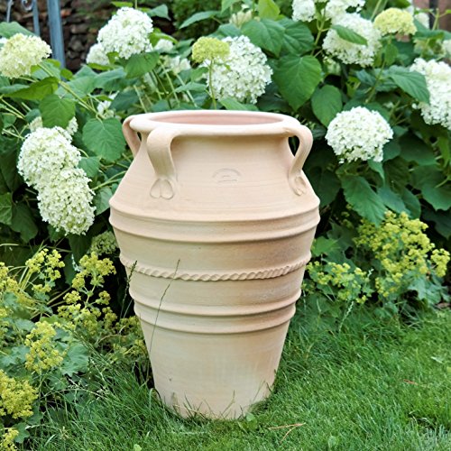 Kreta en Céramique Fait à la Main Terracotta Amphore avec Anse, Totalement Résistant au Gel, Superbe Pot pour intérieur et de Jardin et Terrasse, Datura 50 cm