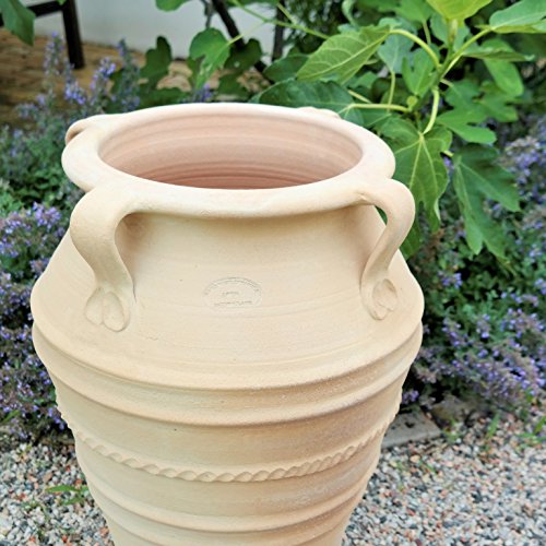 Kreta en Céramique Fait à la Main Terracotta Amphore avec Anse, Totalement Résistant au Gel, Superbe Pot pour intérieur et de Jardin et Terrasse, Datura 50 cm