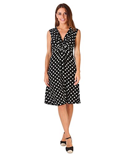 KRISP Mujer Vestifo Corto Lunares Juvenil (6147-BLKWHT-18)