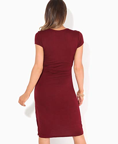 KRISP Vestido Moda Mujer Fruncido, Granate (6678), 48, 6678-WIN-20