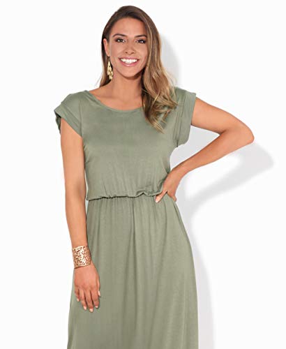 KRISP Vestido Mujer Tallas Grandes Largo Casual Ibicenco De Día Ropa Hippie Online Ofertas, (Caqui (3269), 38 EU (10 UK)), 3269-KHA-10