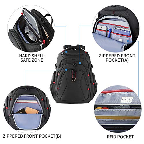 KROSER Mochila para Portátil de Viaje 17.3" XL Mochila para Computadora con Bolsillos RFID Hidrófugo Mochila Universitaria Negocio Elegante Grande Bolso para Portátil Escolar para Hombres/Mujeres