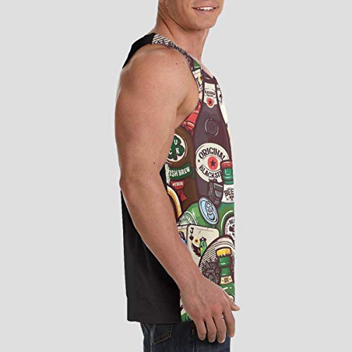 Ksiwre Camisetas de Tirantes,Men's Stringer Gym Tank Top Shirt Print Beer Bottle Men's Graphics Tees Sport Gym Shirt