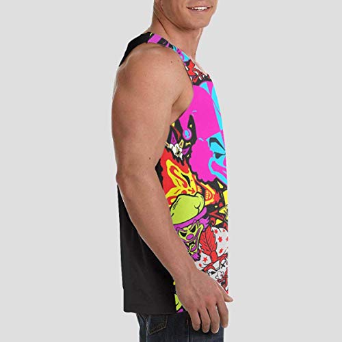 Ksiwre Camisetas de Tirantes,Men's Stringer Gym Tank Top Shirt Print Colorful Clown Crop Men's 3D Print Design Graphics Tees Sport Gym Shirt