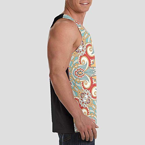 Ksiwre Camisetas de Tirantes,Men's Stringer Gym Tank Top Shirt Print Colorful Flowers Men's Graphics Tees Sport Gym Shirt