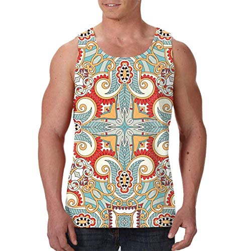 Ksiwre Camisetas de Tirantes,Men's Stringer Gym Tank Top Shirt Print Colorful Flowers Men's Graphics Tees Sport Gym Shirt