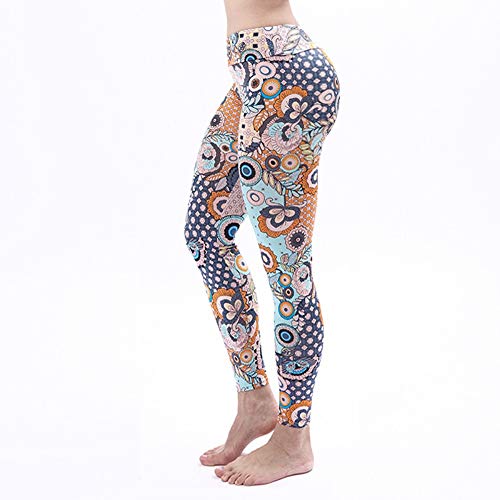 KUDALL Medias Leggings Pantalones De Yoga Fitness Deportes Estiramiento Leggings Delgados Personalidad Creativa Gloria De La Mañana Impresión Digital Caderas De Cintura Alta Trouse, L