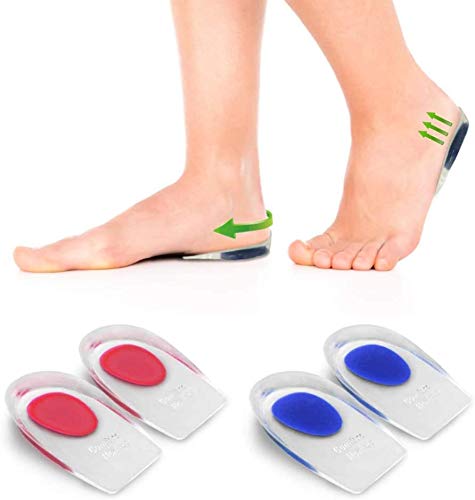 kuou - 2 pares de almohadillas de gel para elevar zapatos, almohadillas de elevación de elevador, 1,7 cm de inserción en talón, plantilla de gel para talón