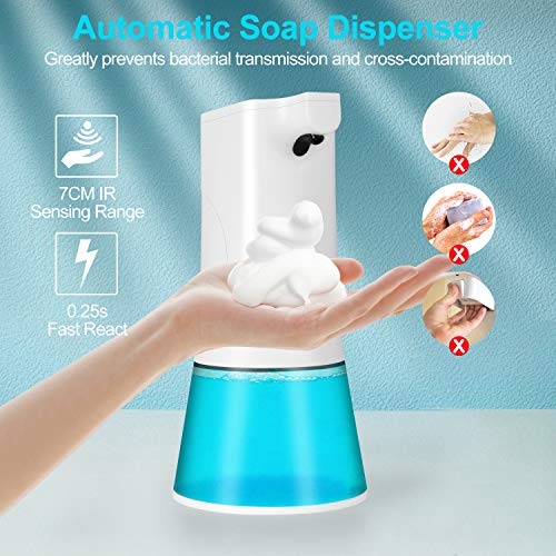 KUPVALON Dispensador de Jabón Automático Sin Contacto Sensor de Movimiento por Infrarrojos Dispensador Jabón Líquido Impermeable para Cocina o Baño - Blanco/350ML