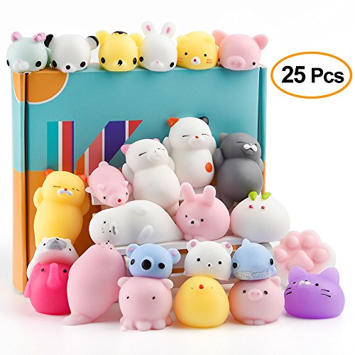 KUUQA 25 Unids Mochi Squishy Juguetes Kawaii Squishies Animales Panda Cat Paw Lindo Mini Apretón Squeeze Bolas de Estrés Relleno Juguetes Fiesta de Cumpleaños Regalos Regalos para Niños Adultos