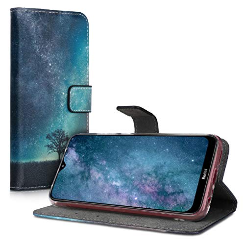 kwmobile Funda Compatible con Xiaomi Redmi 8 - Carcasa de Cuero sintético árbol y Estrellas - con Tarjetero