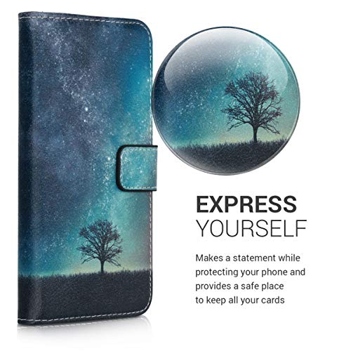 kwmobile Funda Compatible con Xiaomi Redmi 8 - Carcasa de Cuero sintético árbol y Estrellas - con Tarjetero