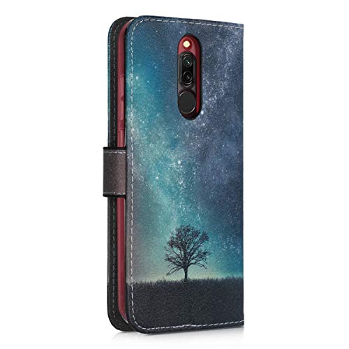 kwmobile Funda Compatible con Xiaomi Redmi 8 - Carcasa de Cuero sintético árbol y Estrellas - con Tarjetero