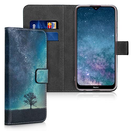 kwmobile Funda Compatible con Xiaomi Redmi 8 - Carcasa de Cuero sintético árbol y Estrellas - con Tarjetero