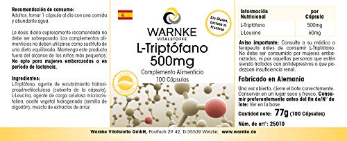 L-Triptófano 500mg – Vegano – 100 cápsulas