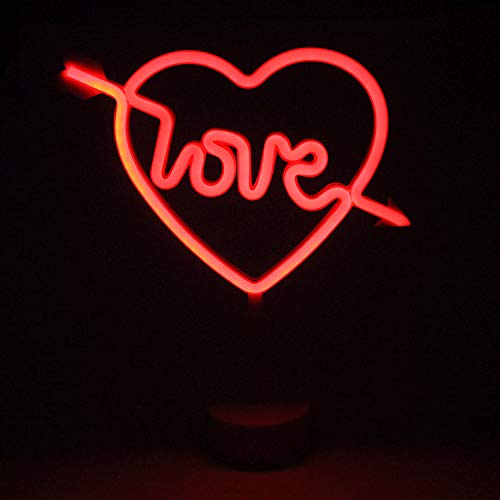 La forma del arco de Cupido Muestra de luz de neón LED Amor en el corazón Luz de neón Luz de noche de neón Rojo Signo para la boda de Navidad Decoraciones