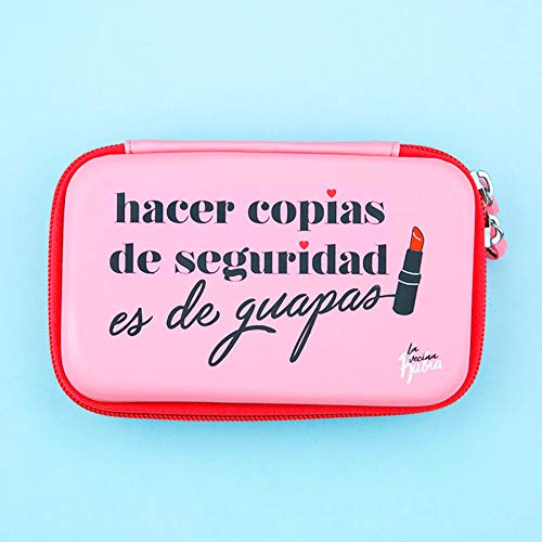 La Vecina Rubia Funda Rígida de Disco Duro de 2.5'' Pulgadas - Diseño Hacer Copias de Seguridad es de Guapas de Color Rosa