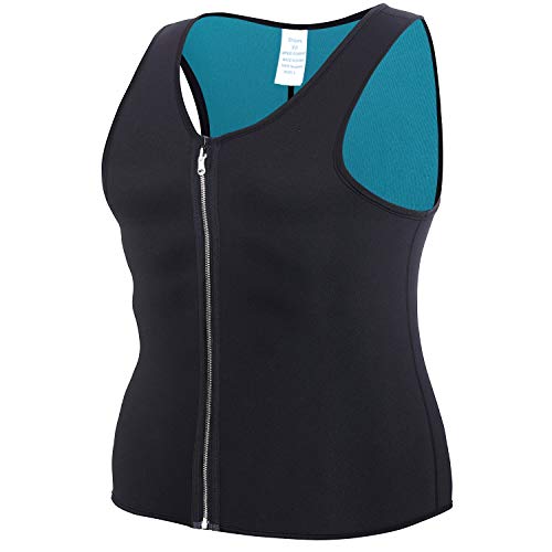 LaLaAreal Faja Reductora Adelgazante Hombre Camiseta Termica Sauna de Neopreno Fitness Running Gym Faja Deportiva, Negro- Azul de Reversible, 5 XL