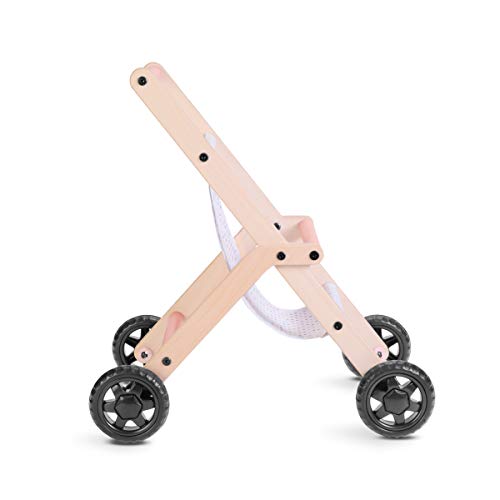 Lalaloom BUBBLE BUGGY - Andador para bebe de madera natural y tela (correpasillos, carrito con ruedas, juguete multifuncional, caminador para niños), 48x30x54 cm