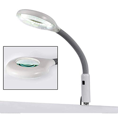 Lámpara de Aumento LED 5X, luz de Lupa de Brazo Giratorio Ajustable para Cuidado de la Piel, Belleza, Maquillaje cosmético, manicura, Tatuaje, salón, SPA, Blanco A/A