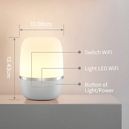 Lámpara de Mesa Inteligente. Wi-Fi Lámpara de Noche de Atmósfera. Luz Nocturna Infantil, Colores Cambiable RGB. Compatible con Amazon Alexa, Google Assistant y SmartThings. Meross