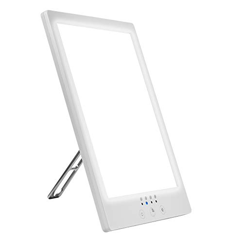 Lámpara de terapia de luz, 12,000Lux SAD Therapy Energy Light con temporizador, espectro completo de LED libre de UV, simulación de luz solar ajustable, control táctil, Ultravioleta libre de UV