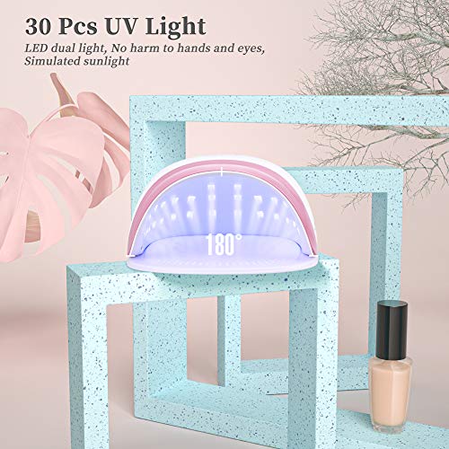 Lámpara LED Uñas 48W Secador de Uñas Semipermanente UV 30 LED Para Manicura Shellac y Gel Sensor Automático 4 temporizadores Base extraíble de ELEHOT (rosa)