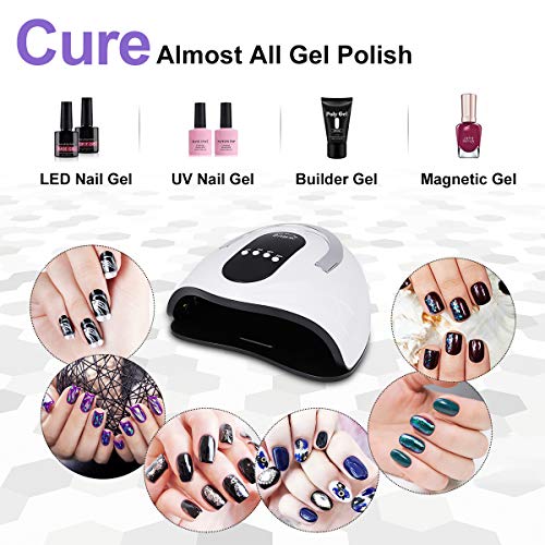 Lámpara LED UV Uñas,Lámpara Secador de Uñas, liaboe 120W lampara uñas gel, Lámpara Uñas con 4 Modos y Sensor Automático y Pantalla LCD Para Manicura/Pedicure Nail Art en el Hogar y el Salón.