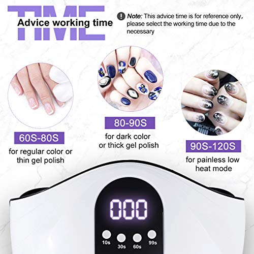 Lámpara LED UV Uñas,Lámpara Secador de Uñas, liaboe 120W lampara uñas gel, Lámpara Uñas con 4 Modos y Sensor Automático y Pantalla LCD Para Manicura/Pedicure Nail Art en el Hogar y el Salón.