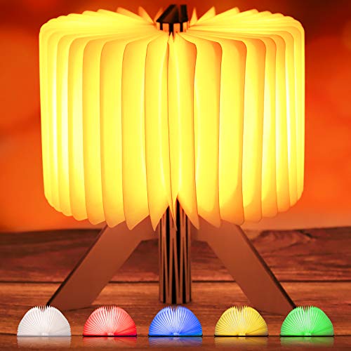 Lampara Libro, 5 Colores Cambian LED luz lectura Lámpara de Mesita de Noche, Lámpara de Mesa Decorativa Plegable, Decoracion Casa y Habitacion Regalo Original Cumpleaños, Navidad