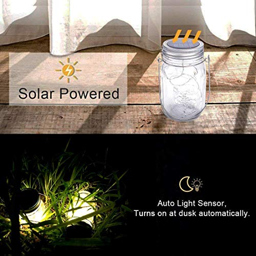 lámparas Solares Exterior,Juego de 3 Luz Solar Jardín, 30 LED Impermeable Solar Masón Luz Hada Jardín Luz Solar para Decoración Jardín Fiesta Balcón Navidad vacaciones bodas (Color cálido)