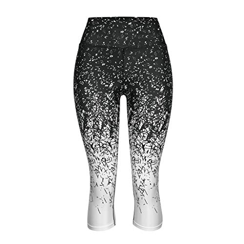 LANSKIRT_Pantalones Leggins Deporte Mujer Mujeres Verano Pantalones de Chándal de Cintura Alta Estampados Patrón Leggings de 3/4 de Yoga Correr