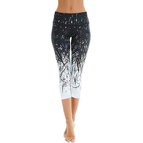 LANSKIRT_Pantalones Leggins Deporte Mujer Mujeres Verano Pantalones de Chándal de Cintura Alta Estampados Patrón Leggings de 3/4 de Yoga Correr