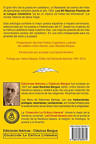 Las Mil Mejores Poesías de la Lengua Castellana, Juan Bautista Bergua; Colección La Critica Literaria, Ediciones Ibéricas: Colección La Crítica ... (157) (Coleccion La Critica Literaria)