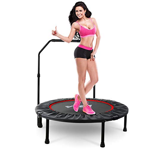 LBLA Trampolín Fitness Plegable 96 cm con Apoyabrazos Ajustables Trampolín para Niños Adultos Gimnasio Interior Equipamiento Deportivo Peso máximo 120 kg/260 lbs