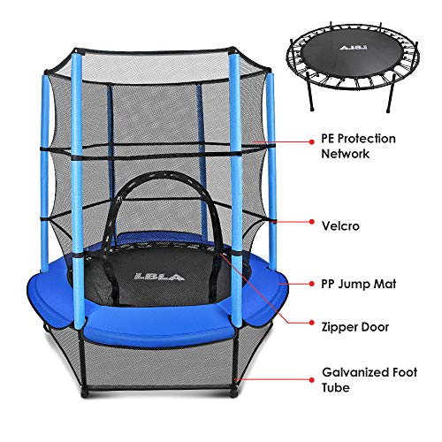 LBLA Trampolín para Niños ø 140 cm Interior/Exterior Cama Elástica Redonda con Recinto, Red de Seguridad Trampolín de Jardín Ejercicio Fitness Jump para Infantil Chico Chica 3456 años