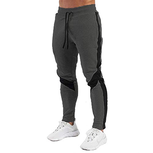 LeerKing Joggers Pantalones Deportivos para Hombre Niños Deportivo Pantalon Lana Cálido Largo Pantalones con Cordón para Gimnasio, Fitness, Running, Ciclismo, Ropa de Hogar, Gris Oscuro M