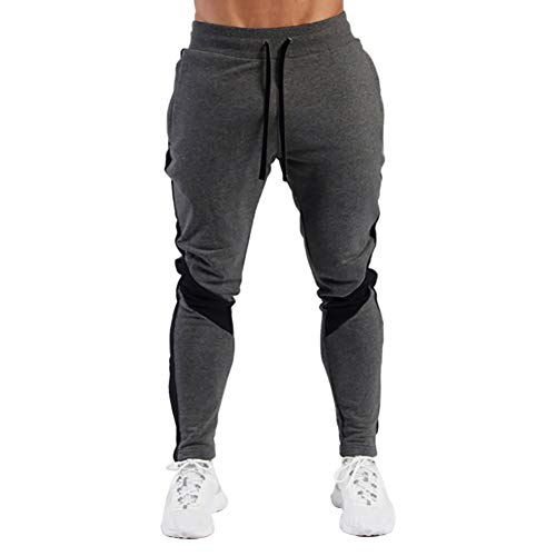 LeerKing Joggers Pantalones Deportivos para Hombre Niños Deportivo Pantalon Lana Cálido Largo Pantalones con Cordón para Gimnasio, Fitness, Running, Ciclismo, Ropa de Hogar, Gris Oscuro M