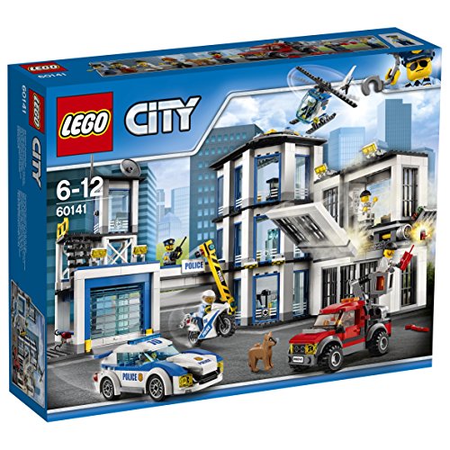 LEGO City - Comisaría de Policía, Set de Construcción Educativo para Niños y Niñas de 6 a 12 Años de Juguete de Policía con Helicóptero y Coches (60141)