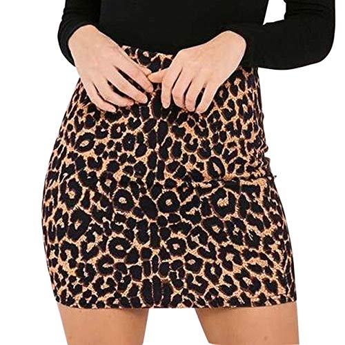 Lenfesh_Vestidos Falda para Mujer,Lenfesh Falda Sexy Mujer Mini Falda Serpiente con Cremallera Delgada Sexy Falda de Fiesta Falda Cortas Ajustado Slim de Noche (Marrón-1, XL)