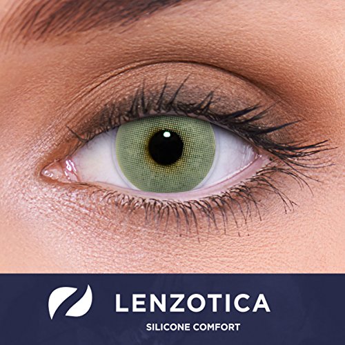 Lentes de contacto de hidrogel de silicona grises naturales 'Solid Grey' de alta cobertura + contenedor de LENZOTICA I 1 par (2 piezas) I DIA 14.00 I sin aumento I 0,00 dioptrías