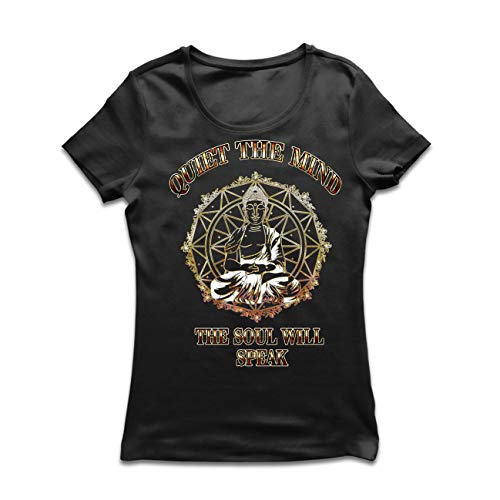 lepni.me Camiseta Mujer Budha Quotes Yoga Meditation Spiritual Positive Vibes (X-Large Negro Multicolor)