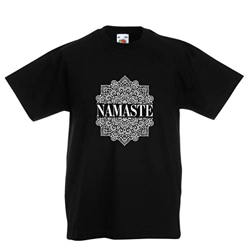 lepni.me Camiseta para Niño/Niña Meditación Yoga Namaste Mandala Zen Regalo Espiritual para Yogui (5-6 Years Negro Multicolor)