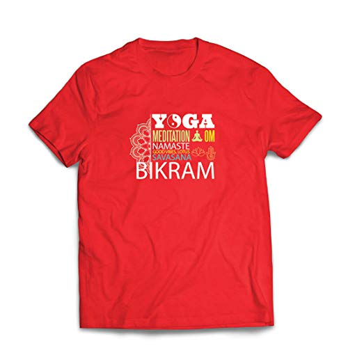 lepni.me Camisetas Hombre Yoga Meditation Om Good Vibes Lotus Savasana Bikram (XX-Large Rojo Multicolor)