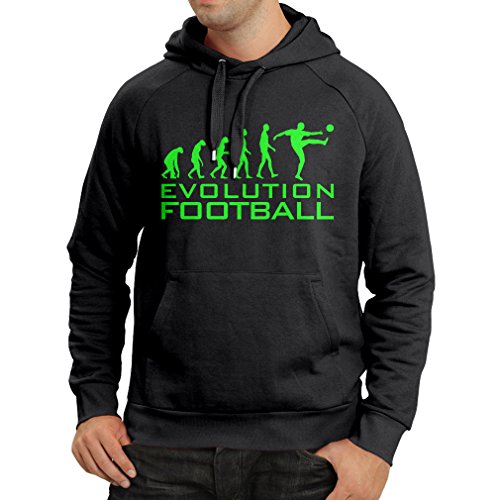 lepni.me Sudadera con Capucha La evolución del fútbol - Camiseta de fanático del Equipo de fútbol de la Copa Mundial (XX-Large Negro Verde)