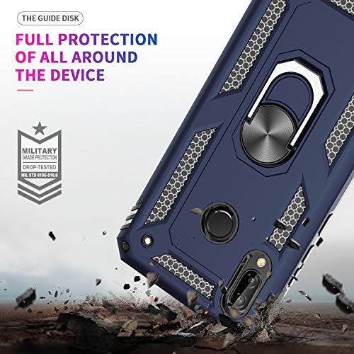 LeYi Funda XiaoMi Rdemi Note 7 Armor Carcasa con 360 Anillo iman Soporte Hard PC y Silicona TPU Bumper antigolpes Fundas Carcasas Case para movil Rdemi Note 7 con HD Protector de Pantalla,Azul