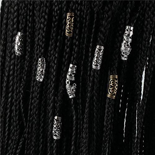 LHKJ 8 PCS Granos de Dreadlocks del Pelo Plata Tibetana de Tubo de Pelo para Joyería de Trenza del Pelo Accesorios de Decoraciones del Pelo Sucio Plata