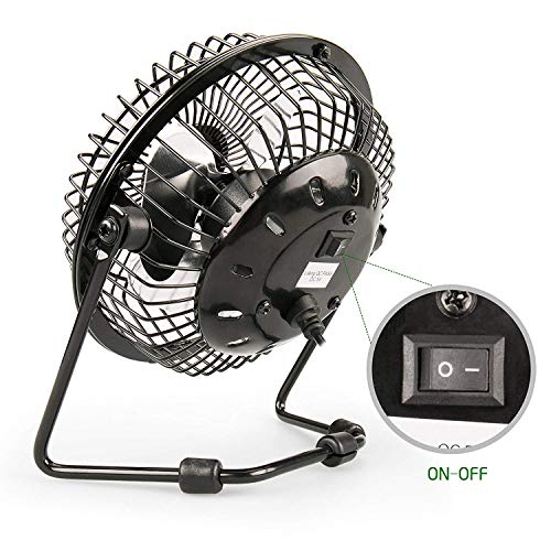 Lileng Ventilador USB, Ventilador de Escritorio de Metal USB de 10,16cm Mini Ventilador silencioso portátil Ventilador de refrigeración Ordenador portátil PC Mesa de Escritorio